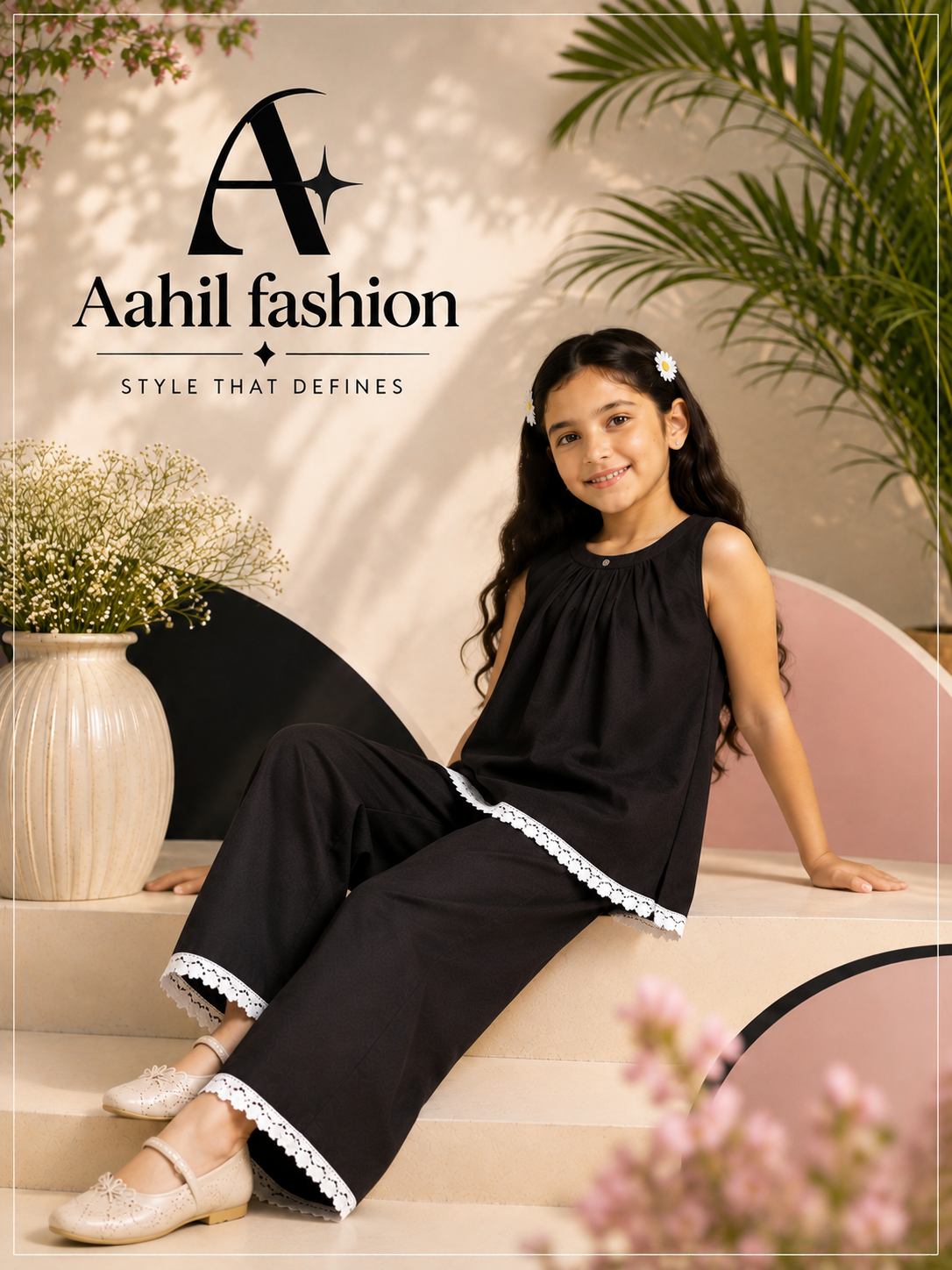 Girls Premium Lace 2-Piece Set-BK